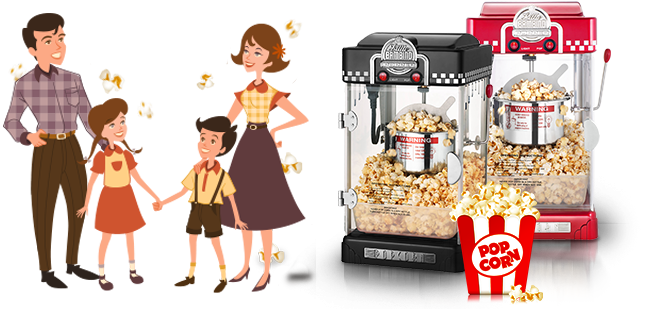 family with popcorn machines
